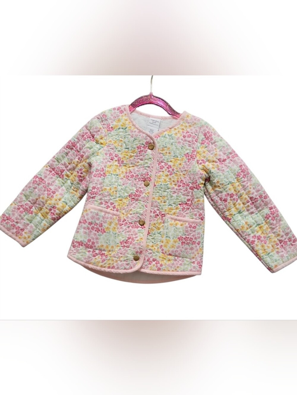 Toddler  Floral Quilted Kids Jacket - Pink Multi Size 3t